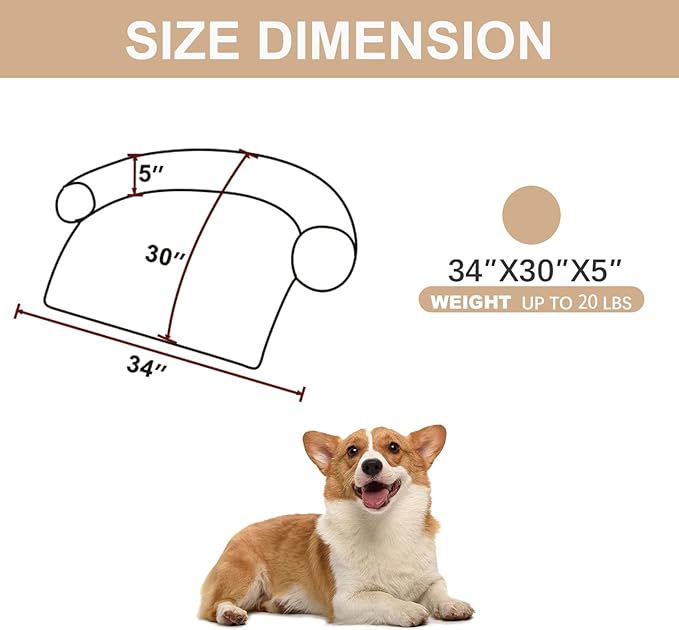 Tinaco Luxurious Calming Dogs/Cats Bed Mats, Dog Pad Washable Removable Couch Cover, Plush Long Fur Mat for Pets, Waterproof Lining, Perfect for Small, Medium and Large Dogs and Cats (Beige, 34"x30")