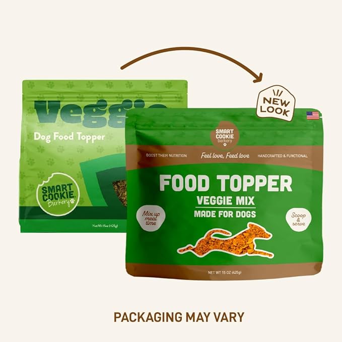Smart Cookie Natural Dog Food Topper - Veggie - Dog Meal Mixer for All Ages - Vegan Food Topper for Picky Eaters and Boosting Nutrition - Non GMO, Made in The USA - 15 oz Bag (30 Day Supply)
