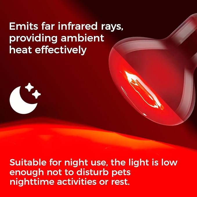 100W Reptile Heat Lamp Bulb, Day & Night Basking Spot Light Combo Pack Includes Infrared Heat Lamp and UVA Daylight Heating Lamp Basking Light for Lizards, Turtles, Chicken，Bearded Dragons