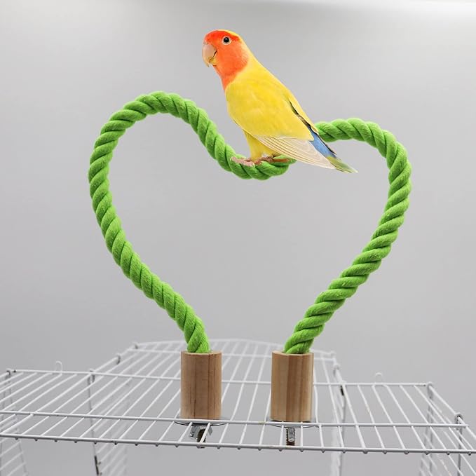 2 Pack Bird Hemp Rope Perch Swing, Bird Cage Stand Pole Accessories, Paw Grinding Standing Climbing Perch for Parrot, Parakeet, Budgies, Lovebirds (31.49 inches/80 cm)