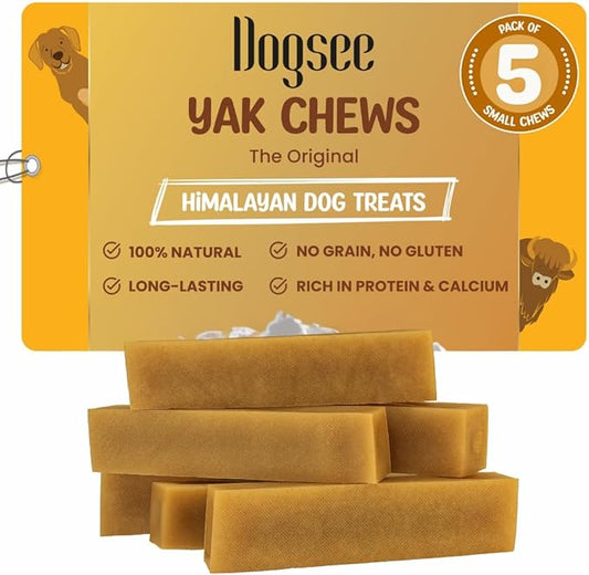 Dogsee Original Himalayan Yak Cheese Dog Chews (Small - 5 Bars) | Yak Chews for Small Dogs | Rawhide Free | Easily Digestible Dog Treats