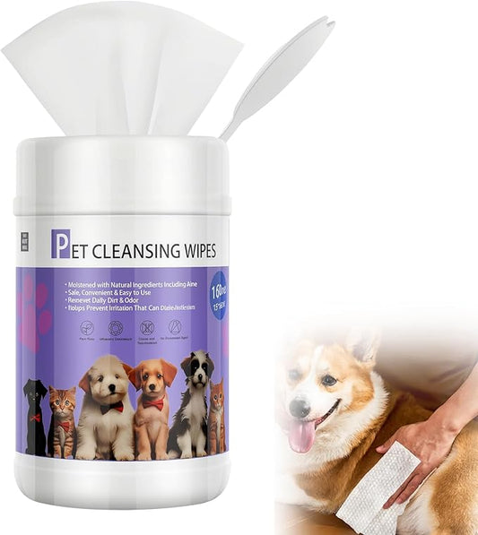 Pet Wipes 160 Count Hypoallergenic Dog Cleaning Wipes for Pets Hair Paws Ears Eyes Mouth