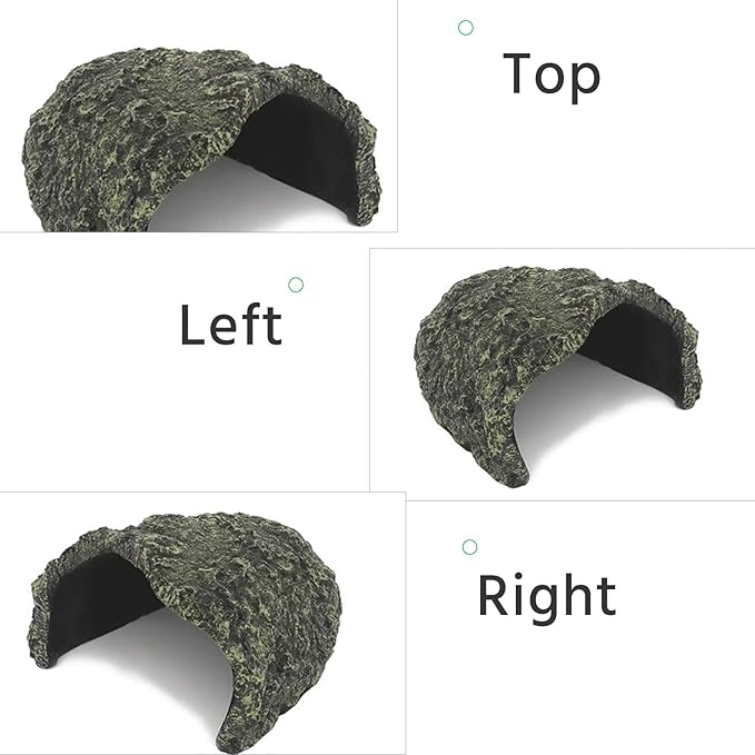 Large Rock Cave Hideout for Reptiles & Amphibians - Ideal for Bearded Dragons, Turtles, Snakes, Lizards, Geckos, Tortoises & Small Pets - Terrarium & Aquarium Decor, Safe Reptile Habitat