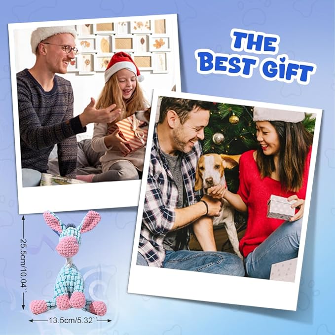 Indestructible Dog Toys,2025 New Dogs Plush Toy for Aggressive Chewers,Squeaky Durable Chew Toy for Indoor Pups Teething,Stuffed Toys for Small Medium Large Animals (Brown Dog+Giraffe)