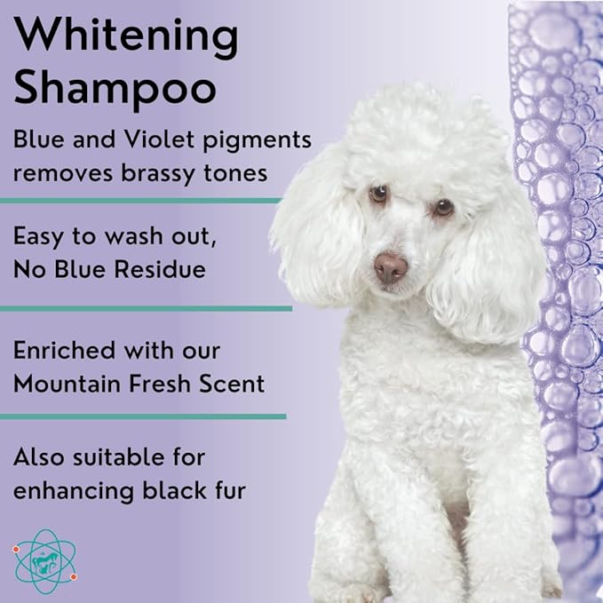 16 fl oz Dog Whitening Shampoo - Dog Shampoo for White Dogs - Brightens White and Darkens Dark Coats - Tearless and Natural - Hair and Fur Whitener for Dogs - Made in The USA