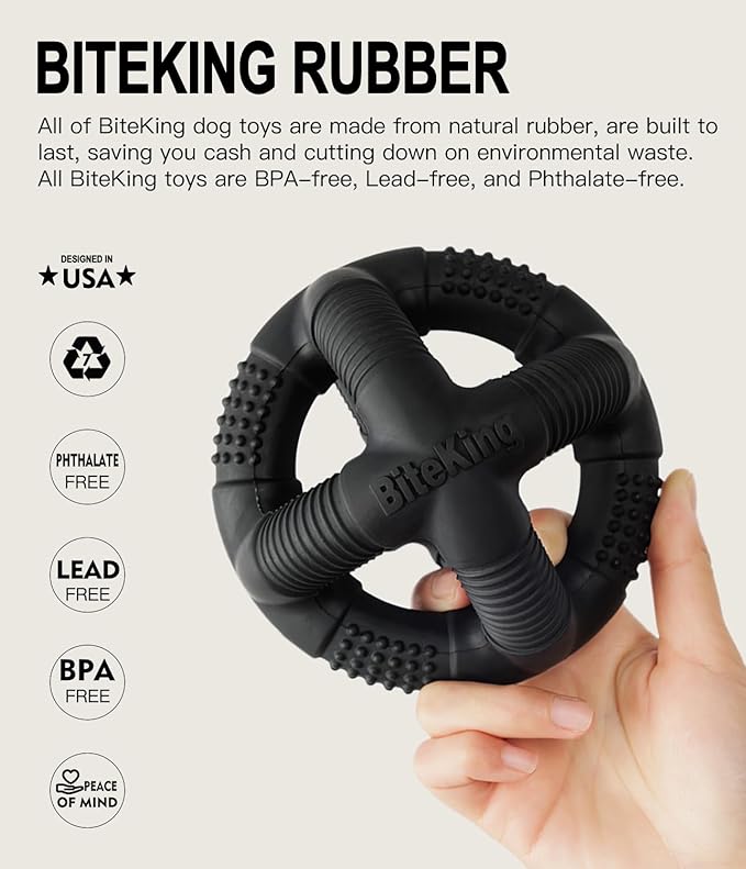 Natural Rubber Dog Balls for Large Aggressive Chewers - Lifetime Replacement - Indestructible and Durable Dog Toys for Large Breed, Black