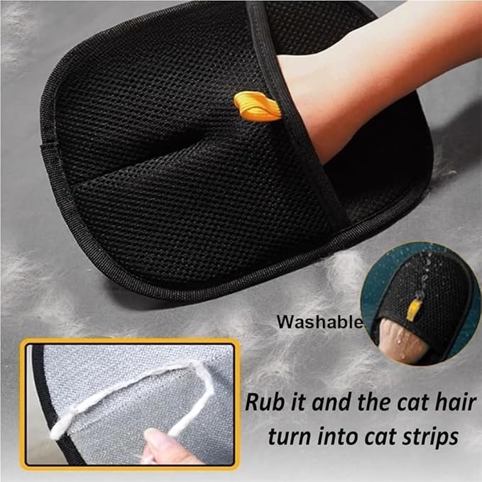 Mitt for Cat Dog, Electrostatic Pet Hair Remover, Two-Way Sticky Design, Washable Reusable Grooming Gloves for Pet Hair & Dirt (2 PCS)