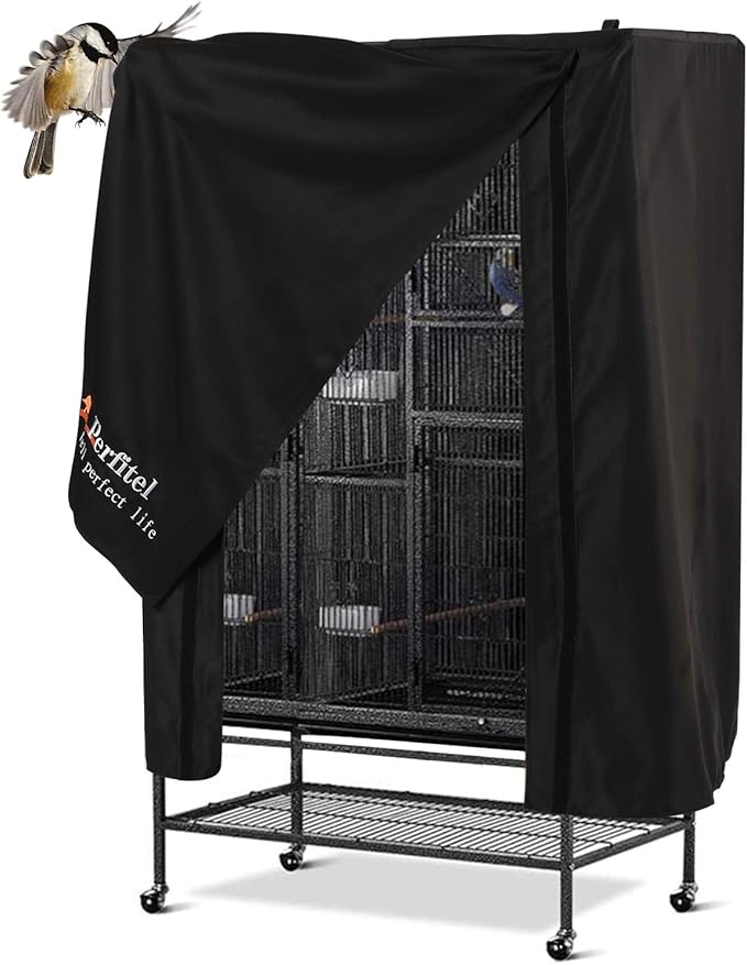 Universal Bird Cage Cover(Black) Good Night Birdcage Cover Black-Out Birdcage Cover Durable Breathable Washable Material
