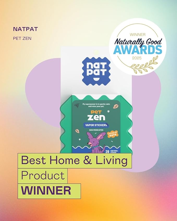 NATPAT Pet Zen Calming Patches for Dogs & Cats – Non-Medicated Effective Stress Relief for Travel, Fireworks & Separation Anxiety - Long Lasting & Non-Toxic (24 Patches) - Locket Sold separetely