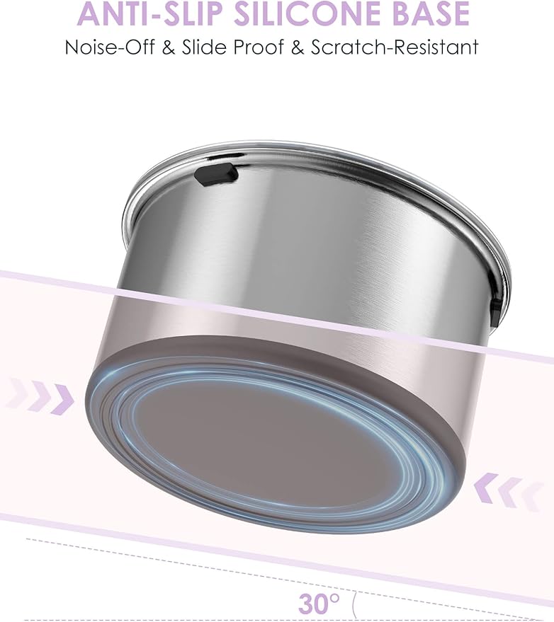 1Gallon Large Dog Water Bowl No Spill, [Anti Digging Lid & Rubber Bottom] Spill Proof Dog Bowl, Anti Splash Mess Dripless Slow Drinking Stainless Steel Water for Sloppy Messy Drinkers Car