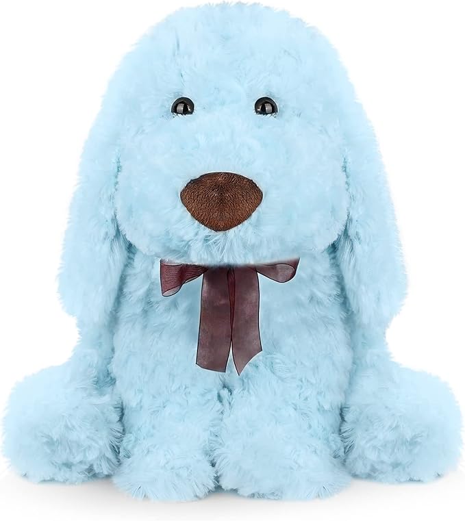 Blue Goldendoodle Furry Poodle Puppy Dog Blue Stuffed Animal Plush Toys for Kids Boys Girls Birthday Bedtime Xmas Gift, 11.8 inches