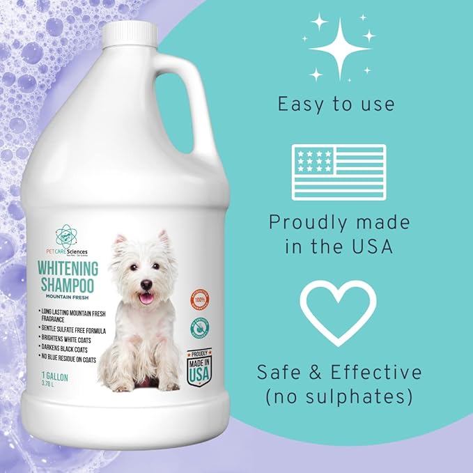 16 fl oz Dog Whitening Shampoo - Dog Shampoo for White Dogs - Brightens White and Darkens Dark Coats - Tearless and Natural - Hair and Fur Whitener for Dogs - Made in The USA