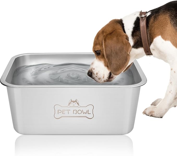 Water Bowls for Large Dogs, 3 Gallons Durable Stainless Steel Dog Bowls - Big Capacity Water and Food Bowl for Indoor Outdoor, Easy to Clean