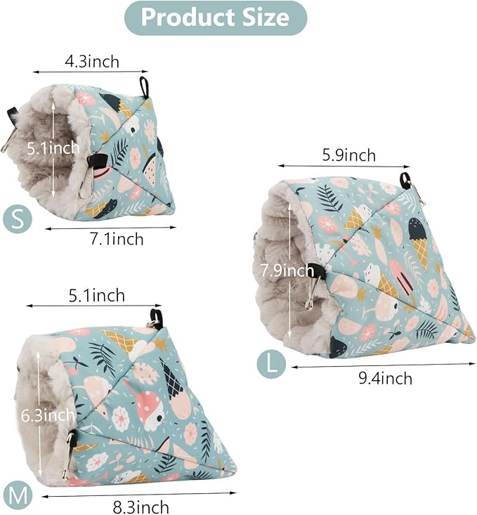 Wontee Bird Nest House Winter Warm Hanging Hammock Bird Bed Snuggle Hut for Parakeets Budgies Caique Conures Cockatiels (Medium, Blue)