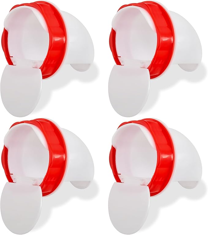 XKV Chicken Feeders Upgrade,AdjustableAutomatic Poultry Feeder with Covers,No Waste Design,Gravity Feed Kit for Buckets Barrels Bins Troughs,with 4 Chicken Feeders Ports and 1 Hole Saw