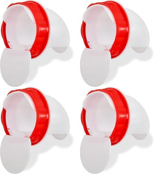 XKV Chicken Feeders Upgrade,AdjustableAutomatic Poultry Feeder with Covers,No Waste Design,Gravity Feed Kit for Buckets Barrels Bins Troughs,with 4 Chicken Feeders Ports and 1 Hole Saw