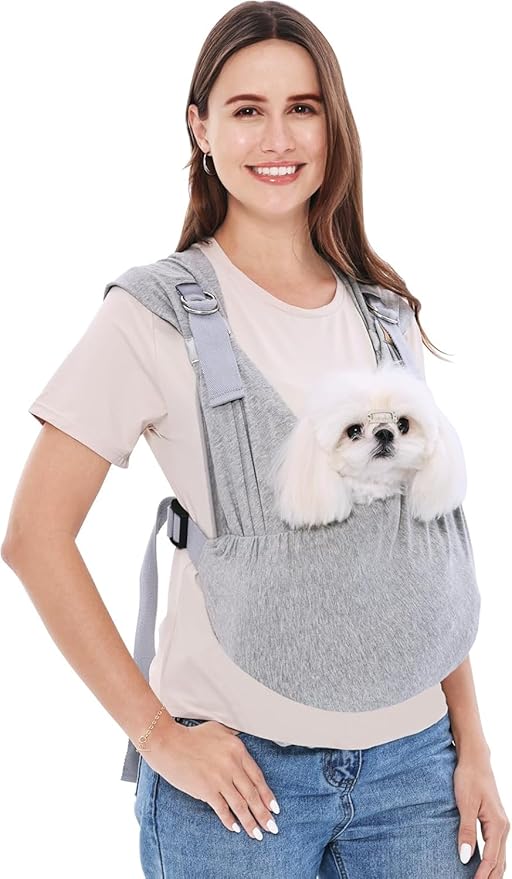 Supet Dog Carrier Sling for Small Dogs, Front Facing Cat Sling Carrier Chest, Hands Free Pet Sling Carrier, Adjustable Dog Front Carrier, Reducing Back Pain