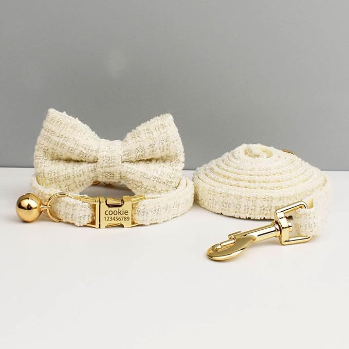 Personalized Cat Collar with Engraved Name and Phone Number - Customizable Kitten Collars for Girls (Tweed)