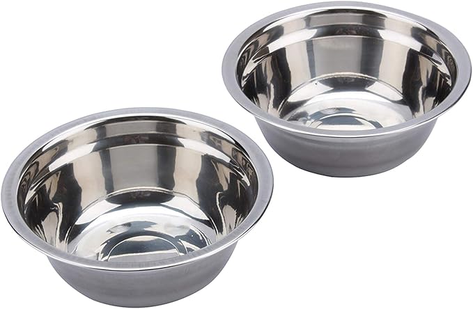 Elevated Double Pet Bowl, Polished Stainless Steel Modern Cat Dog Double Puppy Pet Water Food Lower Raised Feeder Dish Bowls Stand US for Home, Great Gift
