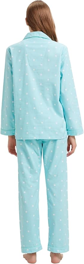 GLOBAL Flannel Pajamas for Women 2-Piece Comfy and Cozy Flannel Pj Set Cotton Loungwear