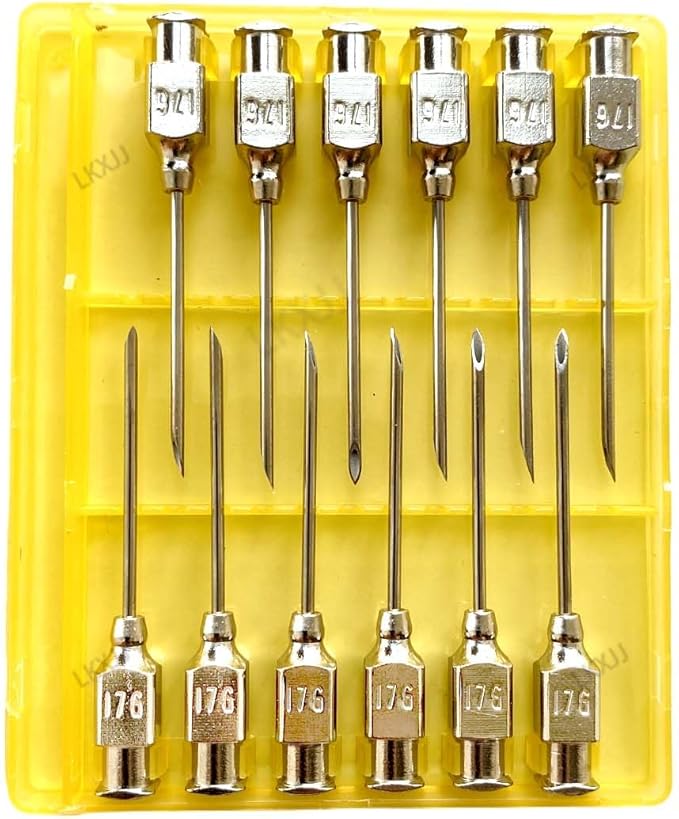 Veterinary Needles, Cattle Needle Poultry Injection Needles 12 Sticks,Suitable for Pigeons, Chickens, Ducks, Geese, Pigs, Sheep, Horses (14X30 17G)