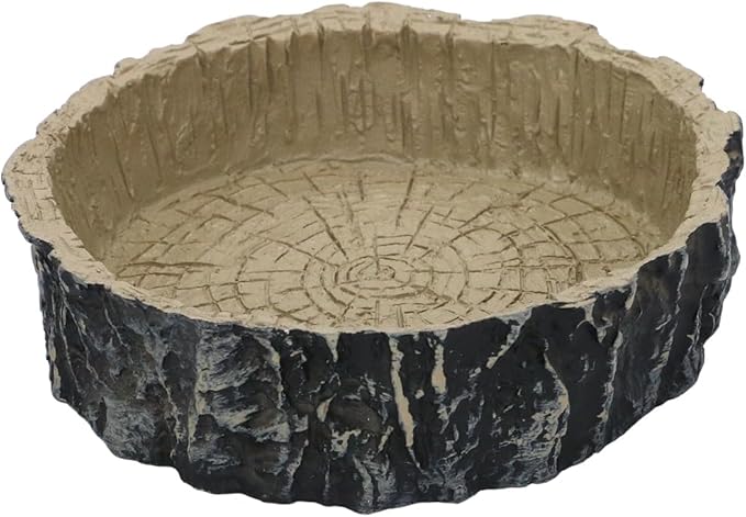 Tree Trunk Feeding Dish Bowl,Reptile Water Dish Food Bowl, Amphibians Tree Trunk Water/Food Bowl, Premium Resin Reptile Feeding Terrarium Bowls for Bearded Dragon Lizard Gecko