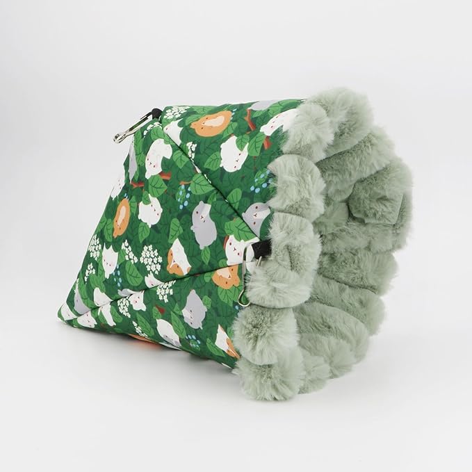 Wontee Bird Nest House Winter Warm Hanging Hammock Bird Bed Snuggle Hut for Parakeets Budgies Caique Conures Cockatiels (Large, Green)