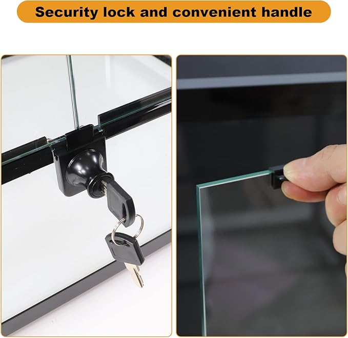 Glass Reptile Terrarium 18" x 18"x 36"Front Opening Chameleon Cage ull View Glass Terrarium Tank with Double Hinge Door for Reptiles Amphibians, Bearded Dragon Gecko Lizard Snake