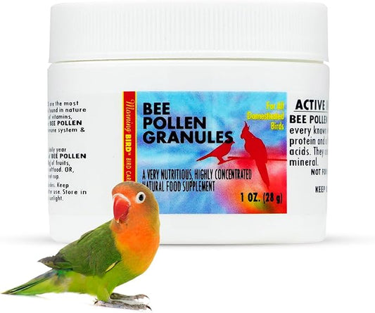 Morning Bird Bee Pollen Granules 1 Oz – Naturally Immune Support & Protein Powder for Birds – Boosts Strength, Feather Health & Energy Supplements – Easy to Mix with Food for All Bird Types