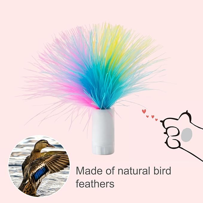 ORSDA 12 Pcs Feathers Replacement and Soft Furry Accessories ONLY Fits Cat Toys, Interactive Toys for Indoor Cats-NOT fits for Other Brand Toys