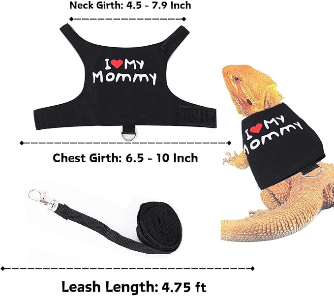 Adjustable Harness Clothes with Leash for Walking Outdoor Bearded Dragon Harness and Leash Set for Lizards,Chameleon,Reptile,Dress Your Bearded Dragon in The Best Outfit,Halloween Costume Accessories