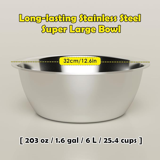 1.6Gallon Elevated Dog Water Bowl for Large Dogs, Height Adjustable (10-17.8in) Raised Stainless Steel Bowl with Spill-Proof Mat & Sturdy Metal Stand, Easy-Clean Feeder for Indoor/Outdoor Use