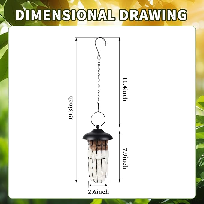 Hummingbird Nesters, Alpaca Wool Bird Nesting Material in Metal Cage - Unique Birds Lover Watcher Gift, Outdoor Garden Ornament, Refillable