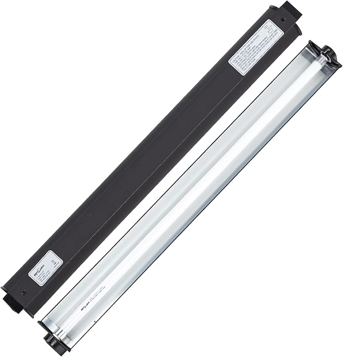 REPTI ZOO 24W Reptile T5 HO UVB Lighting Combo Kit, 22" Light Fixture Reptile Terrarium Hood, with Detachable Curved Reflector and 5.0 UVB T5 Lamp Bulb, ETL certificated