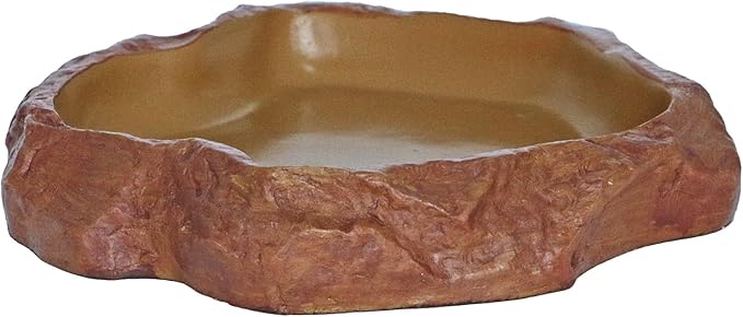 Rock Water/Food Dish for Reptiles – Amphibians and Other Little Critters Water/Food Bowl, Made from Premium Non-Toxic Resin – Large Size