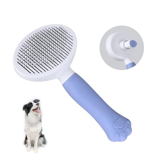 Cat Brush cat grooming supplies Gently Removes Loose Undercoat Mats, Tangled Hair and Soothes Skin. Ideal for Long and Short Haired Pets. (Blue)