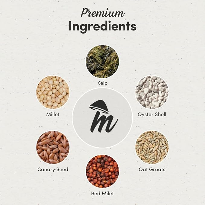 Mycelium Organic Cockatiel Plus Feed (5 LB Bag) | Complete Bird Seed Mix for Cockatiels with Vitamins & Minerals | Supports Digestion, Feather Health & Immune Function | Non-GMO, USA-Grown Ingredients