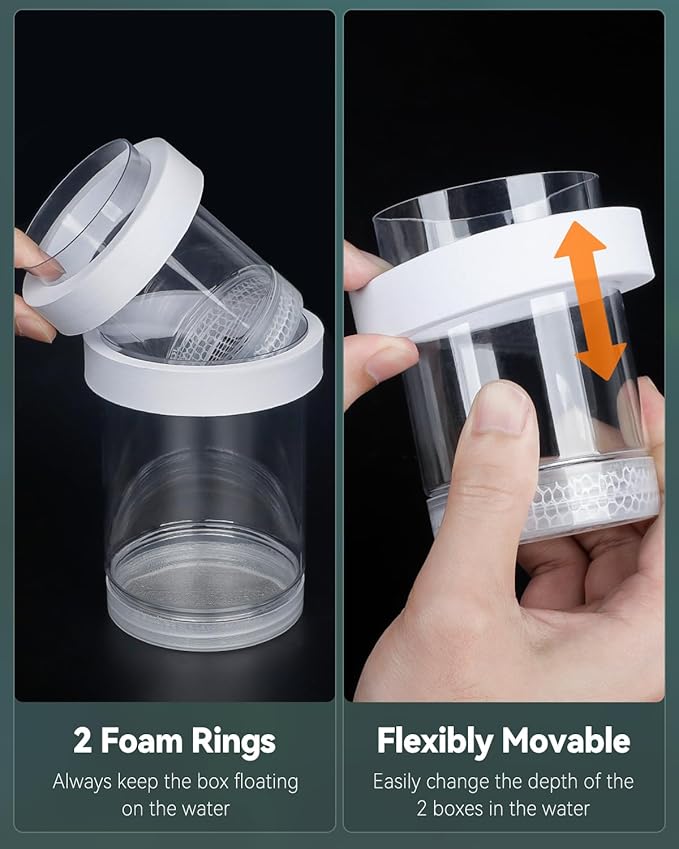 Pawfly Breeder Box for Fish Tank, Aquarium Fish Breeding Box, Floating Guppy Breeder Box, Baby Fish Separator for Aquarium, Plastic Hatchery Incubator Isolation Box for Shrimp Betta Clownfish, Medium