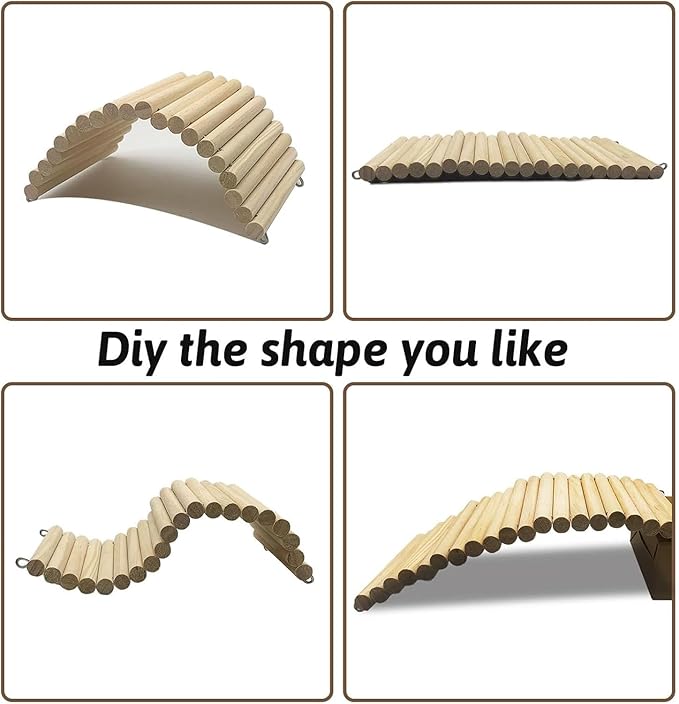 Hamiledyi 15.66 x 7.8 inch Wooden Reptile Hideout, Bearded Dragon Bendy Bridge, Reptiles Hide Cave Habitat Decor, Climbing Ladder Hiding Hut for Lizards Gecko Spiders Snakes Tortoise