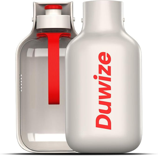 Portable Dog Water Bottle – 19 oz, Exclusive Latest Large Wide-Mouth Folding Design, Durable Handle Strap, Food-Grade Plastic, Ideal for Walking, Hiking & Outdoor Travel（Light brown）