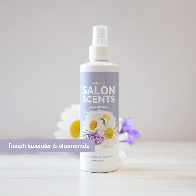 Bark2Basics Salon Scents Pet Grooming Cologne - 8 oz, Natural Professional Perfume for Dogs and Cats, Long Lasting, Deodorizing, Made in The USA (Lavender Chamomile)