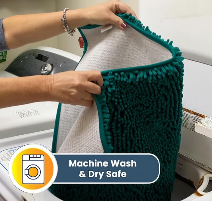 Muddy Mat® AS-SEEN-ON-TV Highly Absorbent Microfiber Door Mat and Pet Rug, Non Slip Thick Washable Area and Bath Mat Soft Chenille for Kitchen Bathroom Bedroom Indoor and Outdoor - Teal 24" x 72"