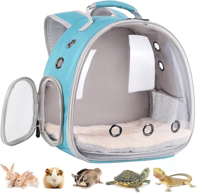 Portable Small Animal Backpack Travel Breathable Pet Carrier Bag Cages for Guinea Pig, Rabbit, Bearded Dragon, Squirrel, Tortoise, Bird, Lizard, Sugar Glider