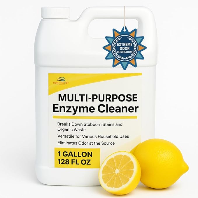 NORTHWEST ENTERPRISES Multi-Purpose Enzyme Cleaner - Household and Commercial Enzyme Cleaner, Fresh Lemon Scent (1 Gallon)