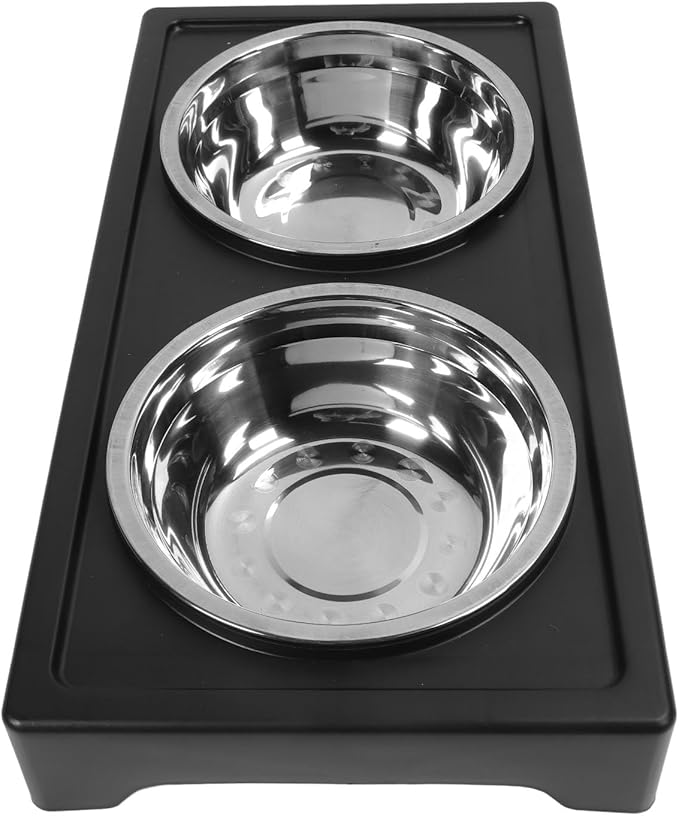 Elevated Adjustable Dog Bowls Prevent Slip Height Raised Stand with 2 Stainless Steel Food Bowls Dogs Cats Applicable Scene Home