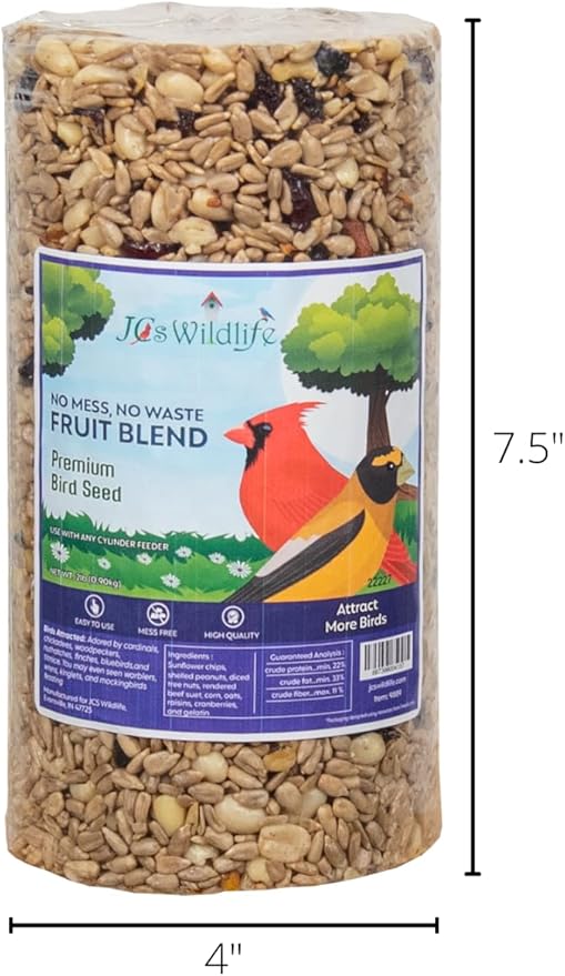 JCs Wildlife Wild Bird Blend Premium Bird Seed Large Cylinder, 3.75 lb (4 Cylinder)