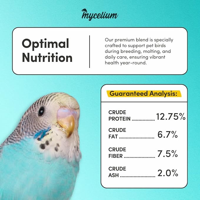 Mycelium Pet Bird Harvest Blend Bird Seed | Organic Food for Cockatiels, Lovebirds & Conures | Fruits, Vegetables, Egg, Vitamins & Minerals | Supports Feather & Digestive Health | 5 lb Bag
