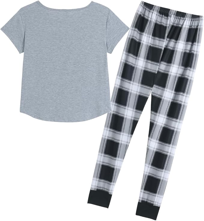 YIJIU Women's Summer Cute Cartoon Print Top and Pant Pajama Set Lounge Sleepwear