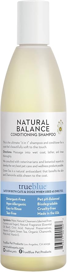 TrueBlue Natural Balance Conditioning Dog Shampoo with Green Tea & Chamomile - Cleansing Wash, Deodorizing, Moisturizing – Toxin Free, Natural Botanical Blend – Tearless Cleaner – 12 Fl. Oz.