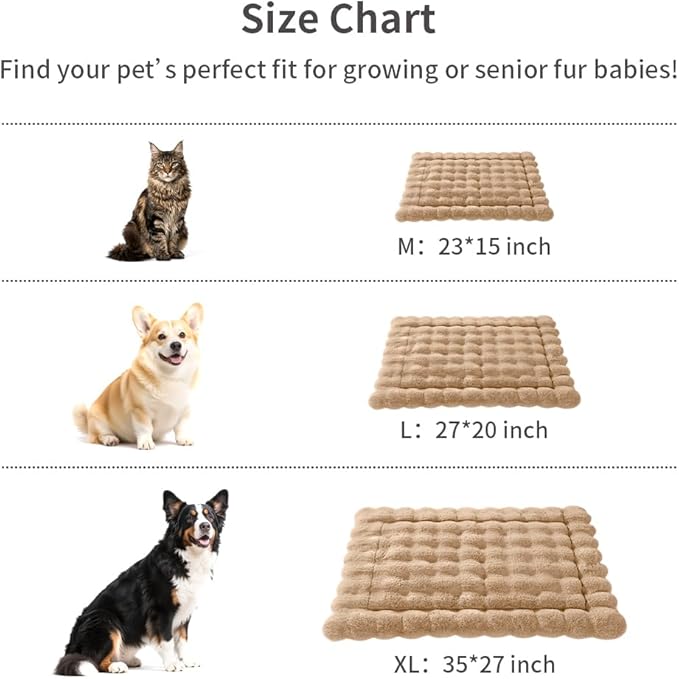Plush Cat Beds for Indoor Cats Faux Fur Pet Mat with Non-Slip Bottom Cozy Kitten Bed for Carriers/Couch/Floor/Dog & Puppy Friendly 23 x 15 Inch Medium Coffee